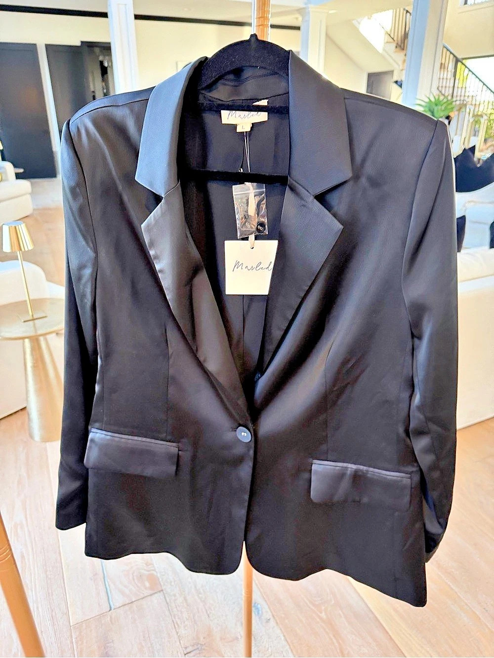 Marled Black Blazer Size Large NWT